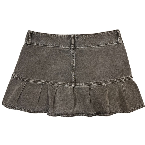 PacSun Brown Low-Rise Denim Micro Mini Skirt Sz 27" Pleated Y2K Grunge Cyber - Picture 2 of 15